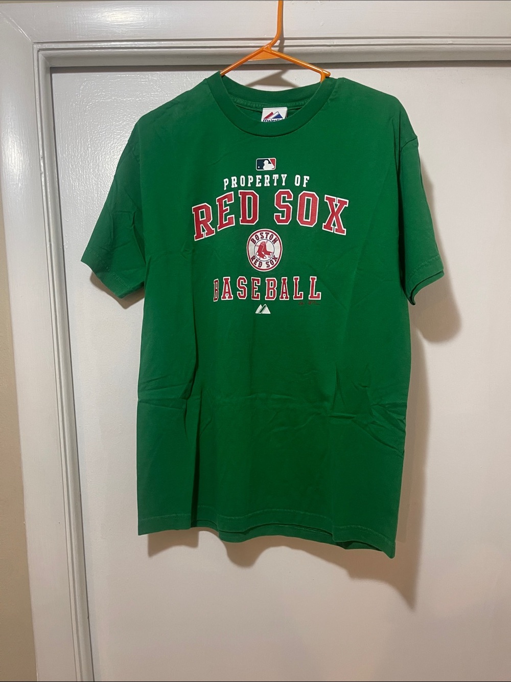 Majestic Green Red Sox Baseball Tee large